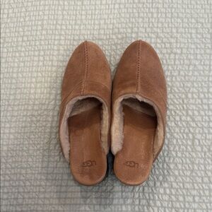 UGG Tan Suede Shearling Mules